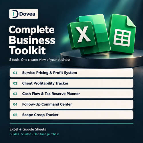 Dovea Complete Business Toolkit with five business tools for Excel and Google Sheets