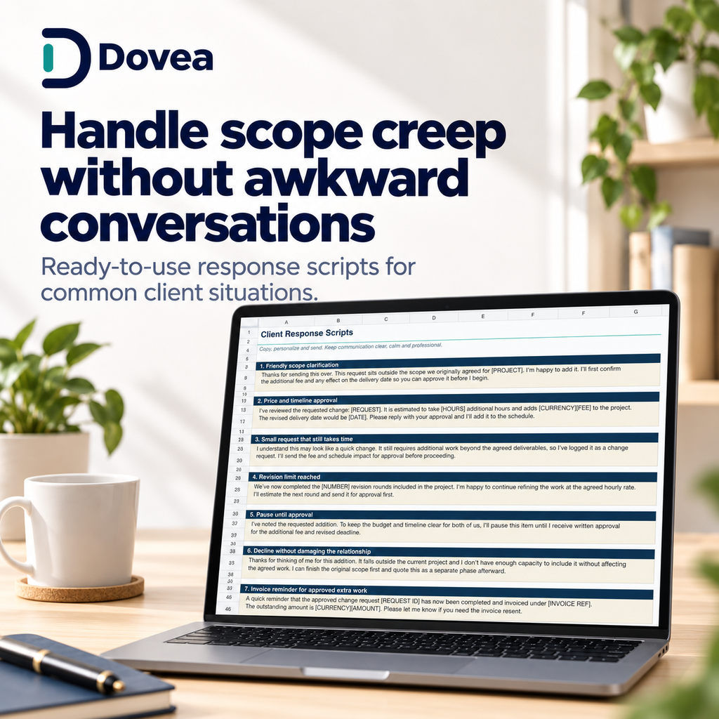 Ready-to-use client response scripts for handling scope creep
