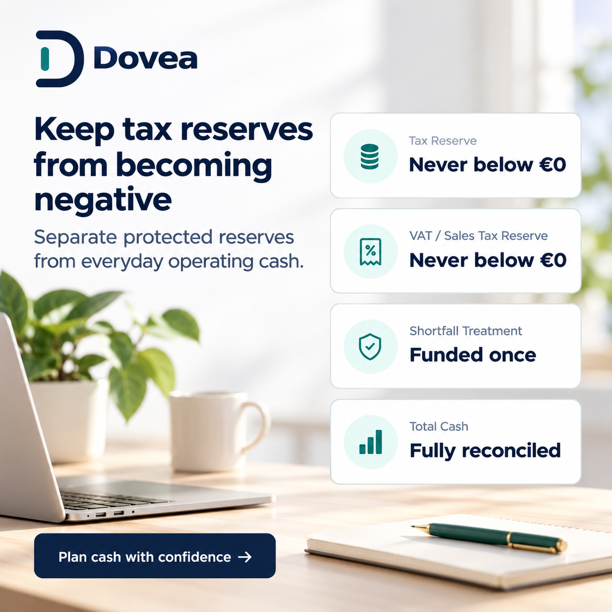 Dovea tax and VAT reserve protection features